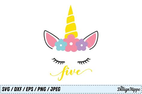 Unicorn SVG, 5th Birthday SVG, Fifth Birthday SVG, PNG ...