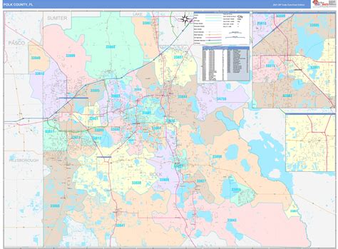Polk County Fl Wall Map Color Cast Style By Marketmaps Mapsales