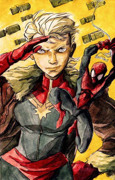 Spiderman And Captain Marvel By Theintrovert On Deviantart