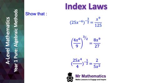 Applying The Rules Of Indices In A Level Mathematics Mr