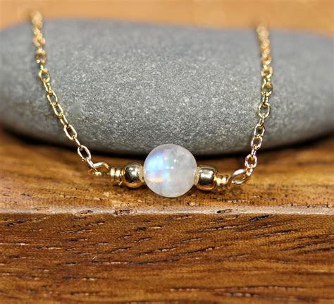 Moonstone Necklace Tiny Crystal Necklace Dainty And Delicate Jewelry