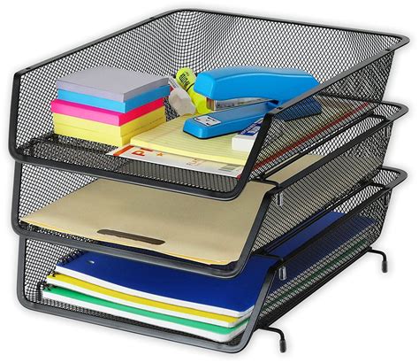 3 Pack Stackable Desk File Document Letter Tray Organizer Black Tray Organization Letter