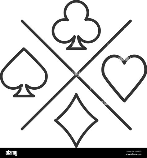 Suits Of Playing Cards Linear Icon Spade Clubs Heart Diamond Thin