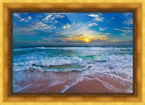 Blue Beach Waves Sunset Tropical Seascape Art By Eszra Tanner