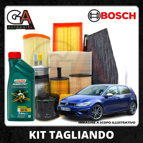Kit Tagliando 3 Filtri Bosch 4 Litri Olio Castrol Vw Golf Vii 7 12 14