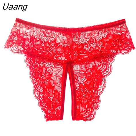 uaang erotic lingerie sexy panties lace see through crotchless panties for women open crotch