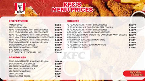 Kfc Menu Prices On Buckets Sandwiches And More 2024