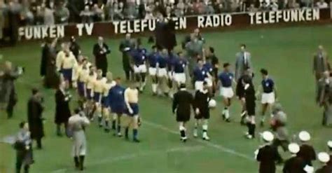 Brazil 5 Sweden 2 In 1958 In Stockholm The Teams Come Out For The 6th