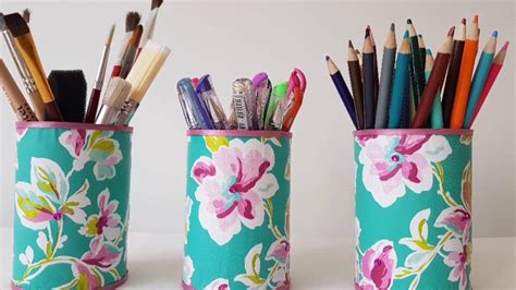 How To Use Recycled Tin Cans To Make Pencil Holders Easy Paper Craft