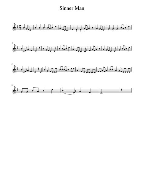 Sinner Man Sheet Music For Piano Solo Easy