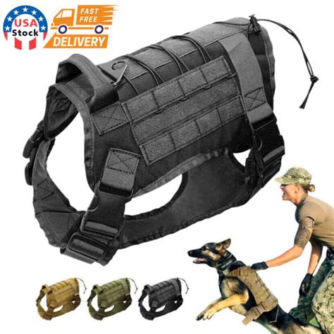 Tactical Police K9 Training Dog Harness Military Adjustable Molle Nylon