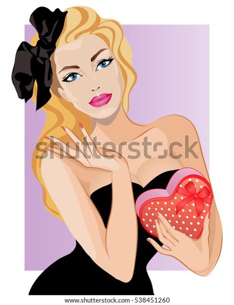 Valentines Day Pinup Sexy Beautiful Woman Stock Vector Royalty Free