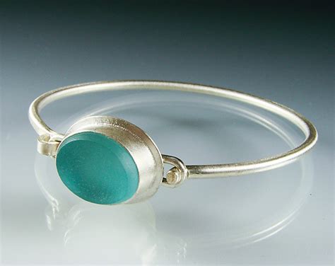 Vintage Glass Bangle Bracelet By Amy Faust Silver And Glass Bracelet