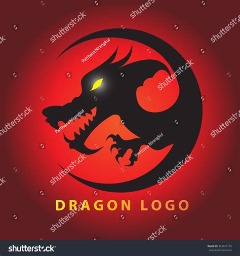 Black Dragon Logo On Red Background Vector Illustration For Design Logo