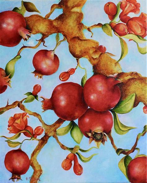 Pomegranate Tree Painting By Maria Petelina Saatchi Art