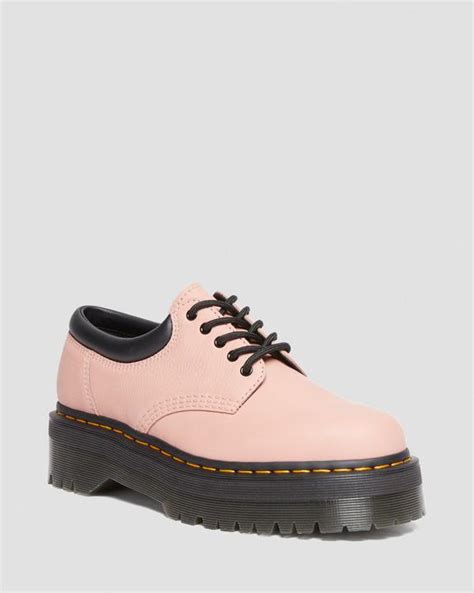 8053 Pisa Leather Platform Casual Shoes In Peach Beige Dr Martens