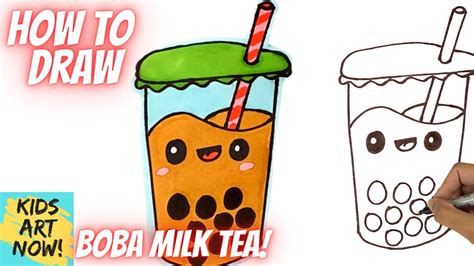 How To Draw Boba Milk Tea Bubble Tea 🧋 Youtube