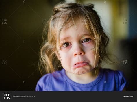Portrait Of A Crying Girl Stock Photo Offset