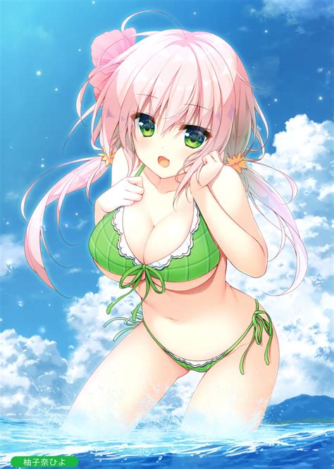 Yuzuna Hiyo Melonbooks Absurdres Highres Scan Girl Ahoge Bare Arms Bare Shoulders