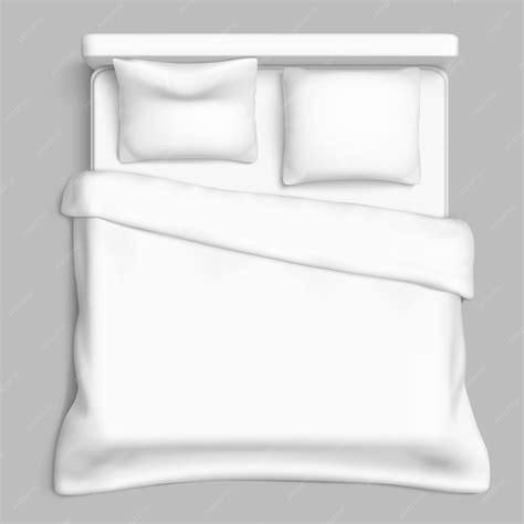 Premium Vector Bed Top View White Blanket Pillow Interior Mattress Hotel Duvet 3d