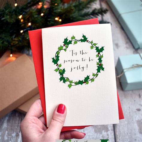 Traditional Holly And Ivy Christmas Cards With Festive Lyrics Etsy Traditional Christmas Cards