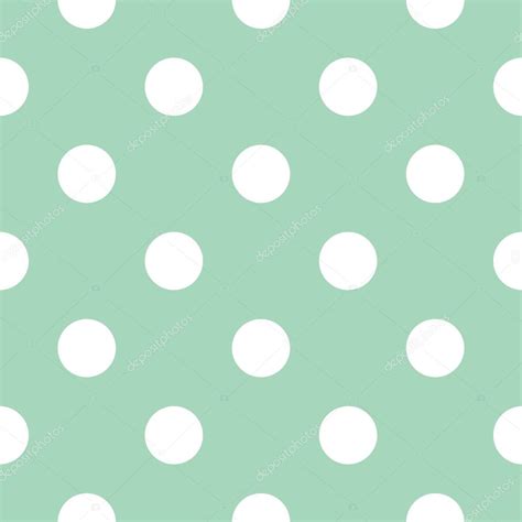 Retro Seamless Vector Pattern With Polka Dots On Mint Green Background