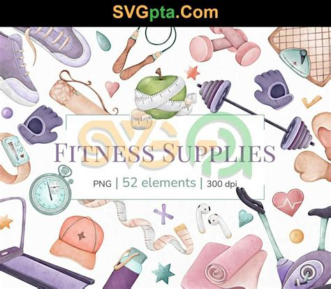 Fitness Clipart Watercolor Gym Clipart Workout Clipart Exercise Clip