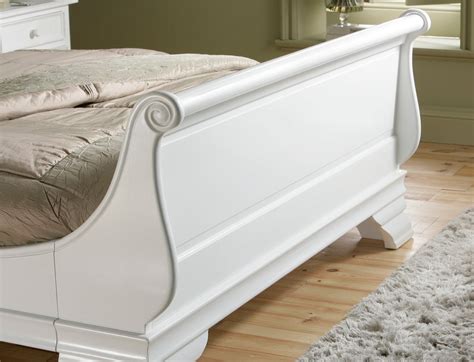 Bordeaux French Style White Wooden Sleigh Bed King Size Bed Frame