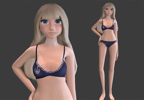 3d Model Blond Girl Bikini Look Vr Ar Low Poly Cgtrader