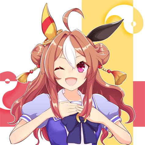 Anime Anime Girls Uma Musume Pretty Derby Copano Rickey Uma Musume Hairbun Long Hair Brunette