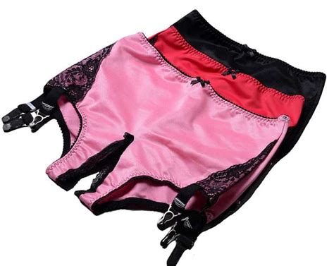open crotch panty girdle with 6 suspender straps in red or black