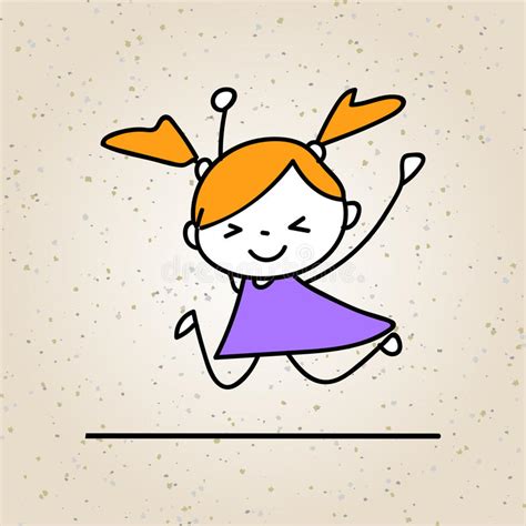 Hand Drawing Cartoon Happy People Happy Girl With Happy Smile Happiness