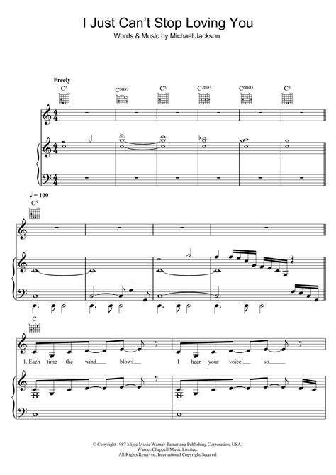 I Just Cant Stop Loving You Sheet Music Michael Jackson Piano Vocal And Guitar Chords