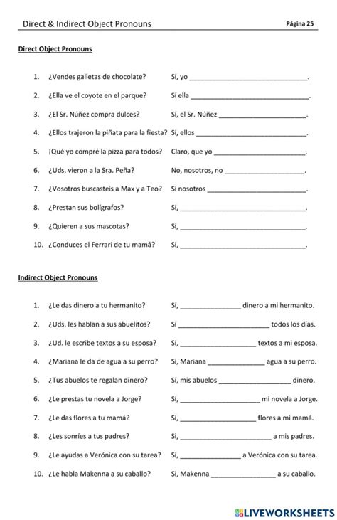Pronoun Worksheets Spanish Worksheets Number Worksheets Seventh