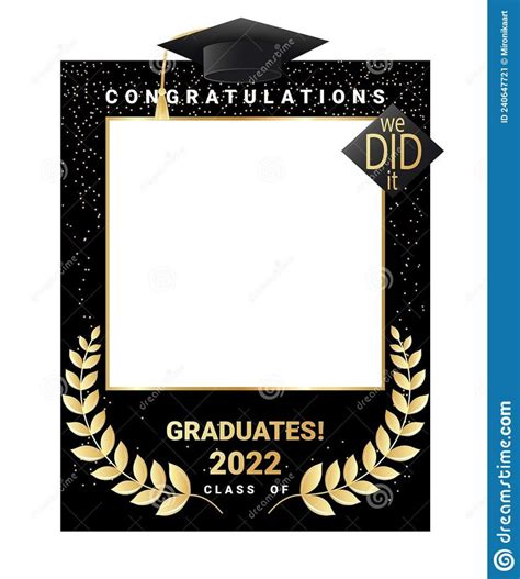 Graduation Photo Frame With Gold Laurels And Congratulations Text On