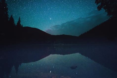 Premium Photo Mountain Lake At Night