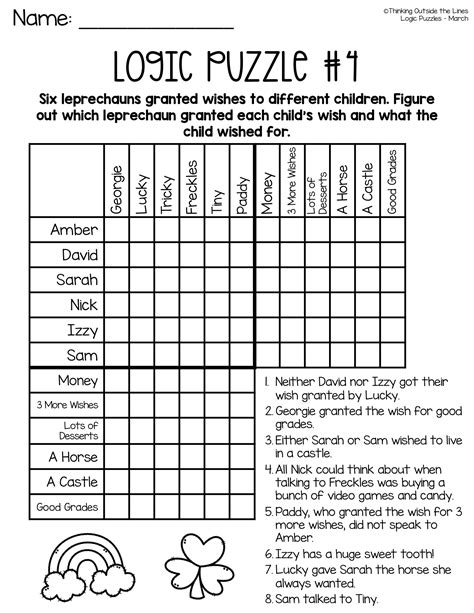 5th Grade Logic Puzzle Nora Epps 5th Grade Math Worksheets