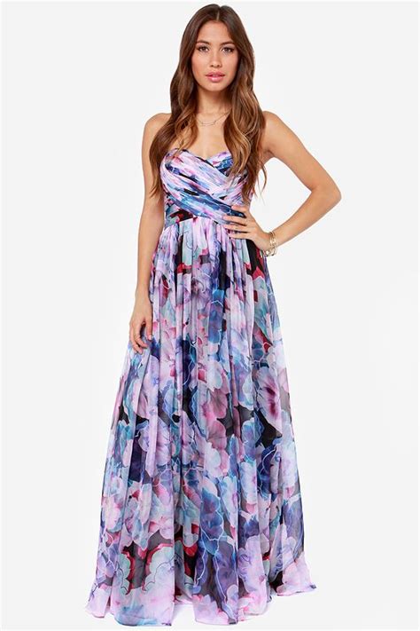 bariano special effects purple floral print maxi dress floral print maxi dress printed maxi