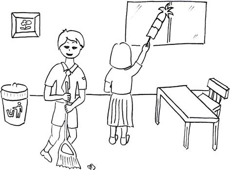 Membersihkan lingkungan sekolah menjelang libur semester. 15+ Trend Terbaru Gambar Sketsa Aktivitas Di Sekolah - Tea ...