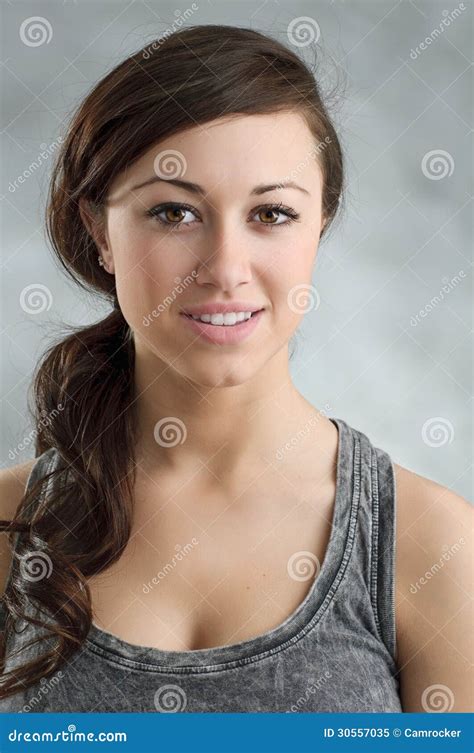 Beautiful Young Caucasian Woman Portrait Stock Image Image Of Indoors Brown 30557035