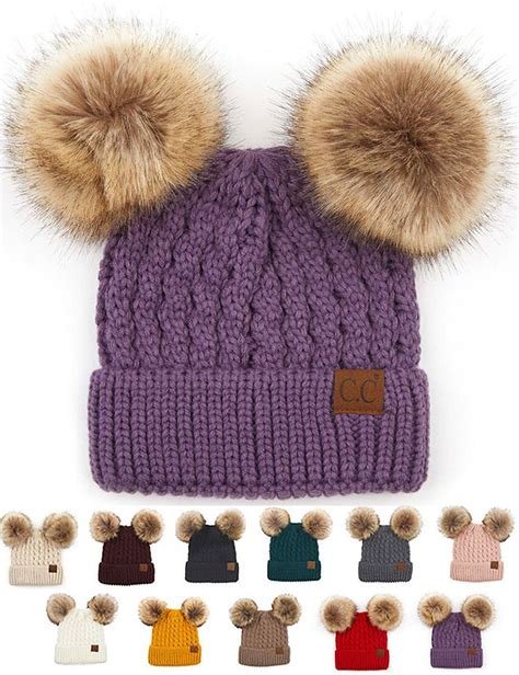 Shop the latest cable knit deals on aliexpress. CC Double Pom Pom Cable Knit Beanie Hat