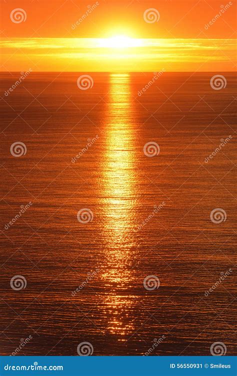 Sunrise Reflected On The Ocean Stock Image Image Of Light Water
