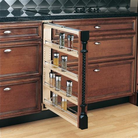 Rev A Shelf 3 In W X 30 In H 4 Tier Mounted Wood Spice Rack At