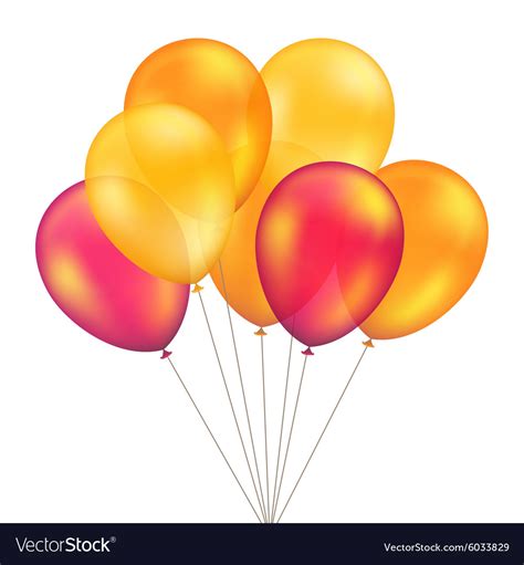 Red Orange Yellow Balloons Set Isolated Royalty Free Vector