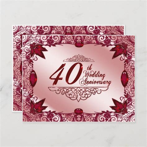 ruby 40th wedding anniversary 4 25x5 5 invitation size 4 25 x 5 5 gender unisex age group