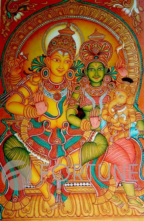 Lord Shiva With Goddess Parvati Kerala Mural Painting Canvas Rolled Wall Decor Etsy