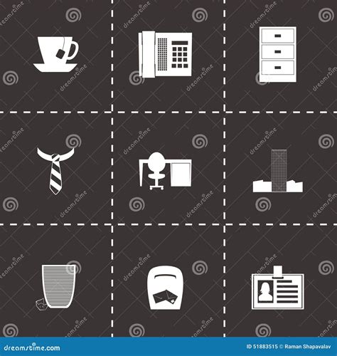 Vector Office Icon Set Stock Vector Illustration Of Construction