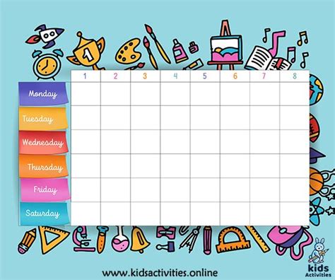 Best 7 School Timetable Template Free Download Kids Activities