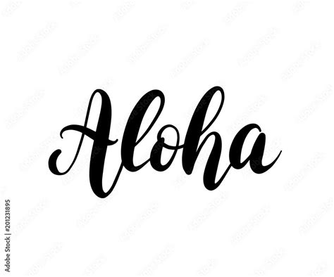Fototapeta Napis Aloha Word Kaligrafia pędzlem Ilustracja wektorowa do druku na koszuli karty