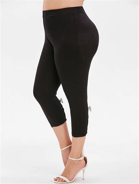 plus size bowknot criss cross capri leggings plus size leggings plus size fashion pants